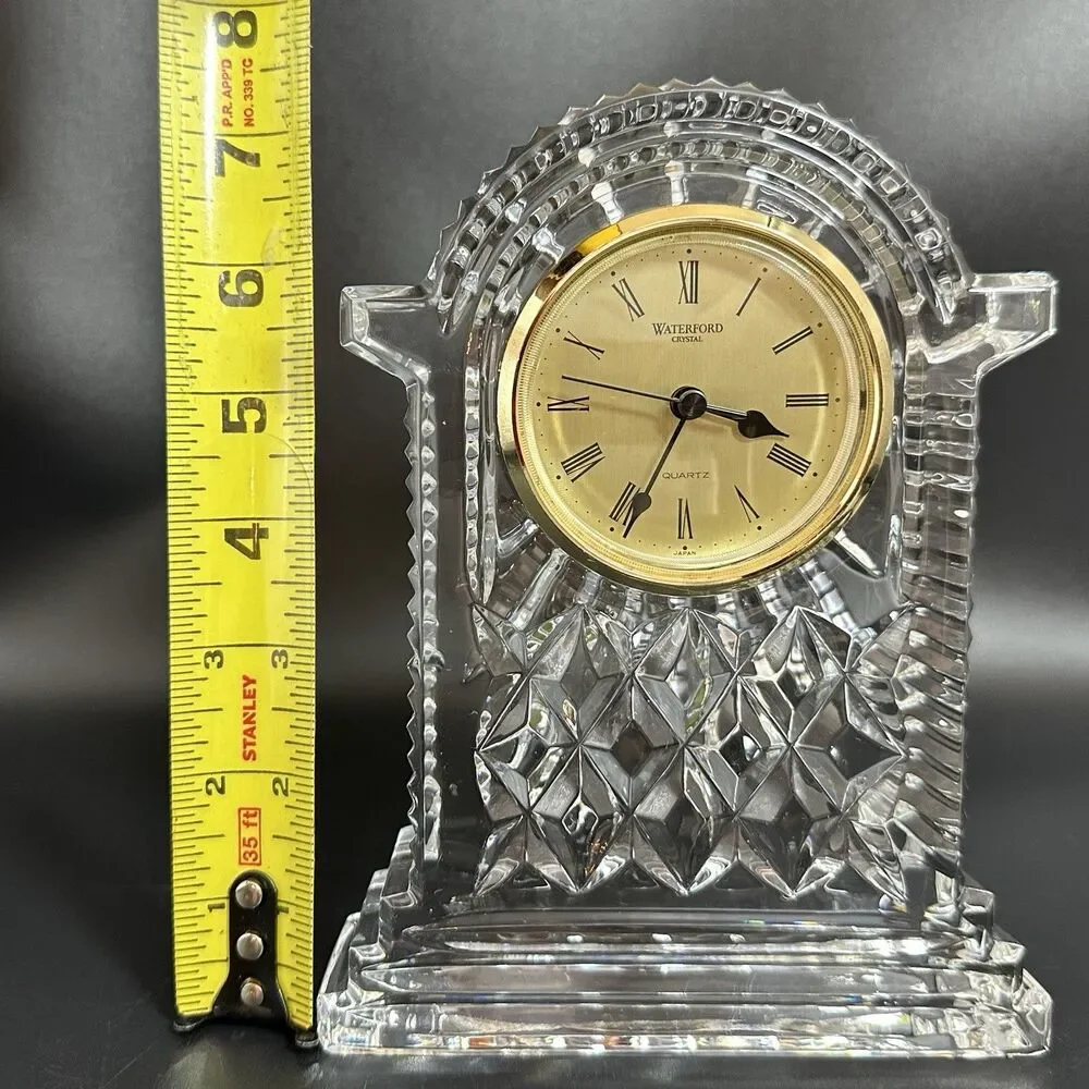 Waterford Crystal Lismore Carriage Clock Quartz Mantel Desk Tabletop Vintage